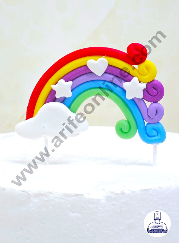 CAKE DECOR™ 1 Pieces Rainbow with Cloud, Stars & Heart Cake Toppers