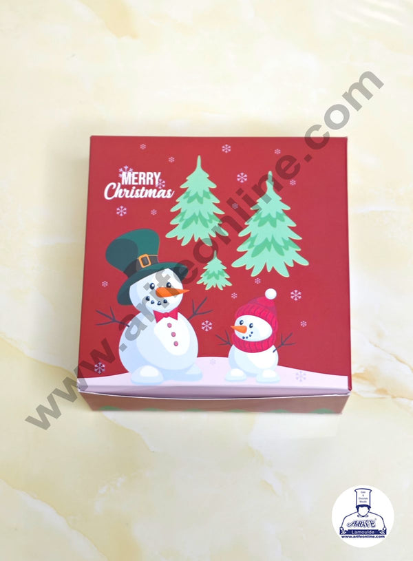 CAKE DECOR™ Fancy Small Merry Christmas Print Box Gift Box | Pastry Box | Candy Box | Cookies Box | Sweet Treats Box - Red (10 Pcs Pack) (SBBX-XMAS-12)