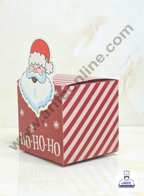 CAKE DECOR™ Merry Christmas Print Box with Ho-Ho-Ho Santa Claus Gift Box | Candy Box | Cookies Box | Sweet Treats Box - Red (10 Pcs Pack) (SBBX-XMAS-06)