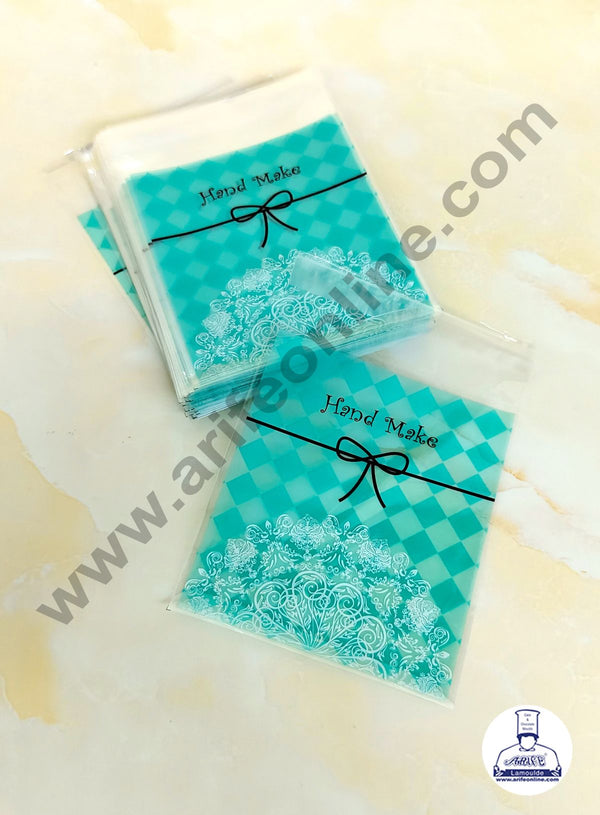 CAKE DECOR™  Mini Packaging Bags with Doily Pattern & Lace Design - Green | Cello Bags for Handmade Products | Mini Packaging Bags| Transparent Cookie Bags Cookie Pouch| Self Adhesive | 100 Pcs