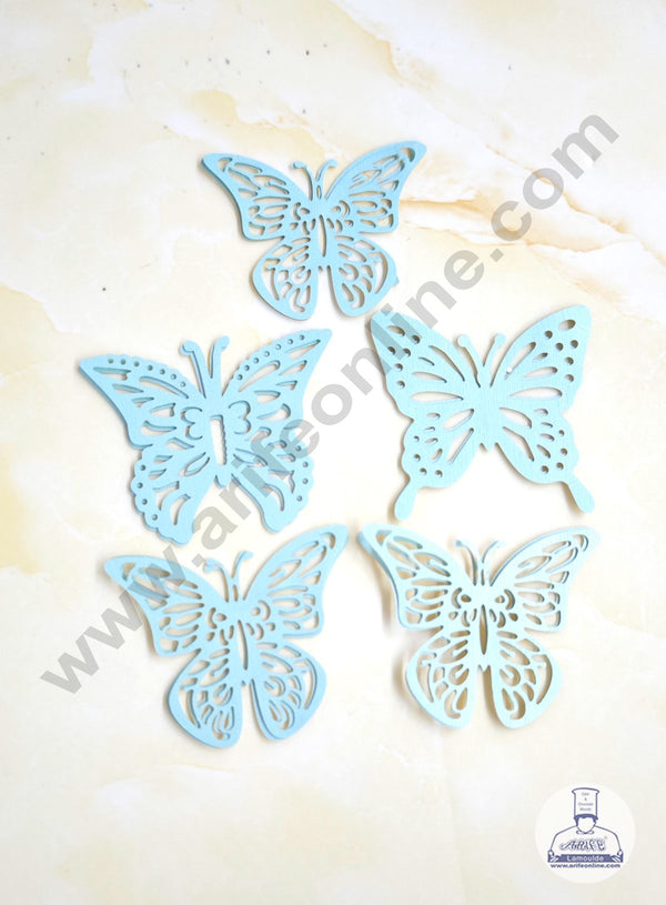 CAKE DECOR™ 10 pcs Turquoise Butterfly Paper Topper For Cake And Cupcake Decoration