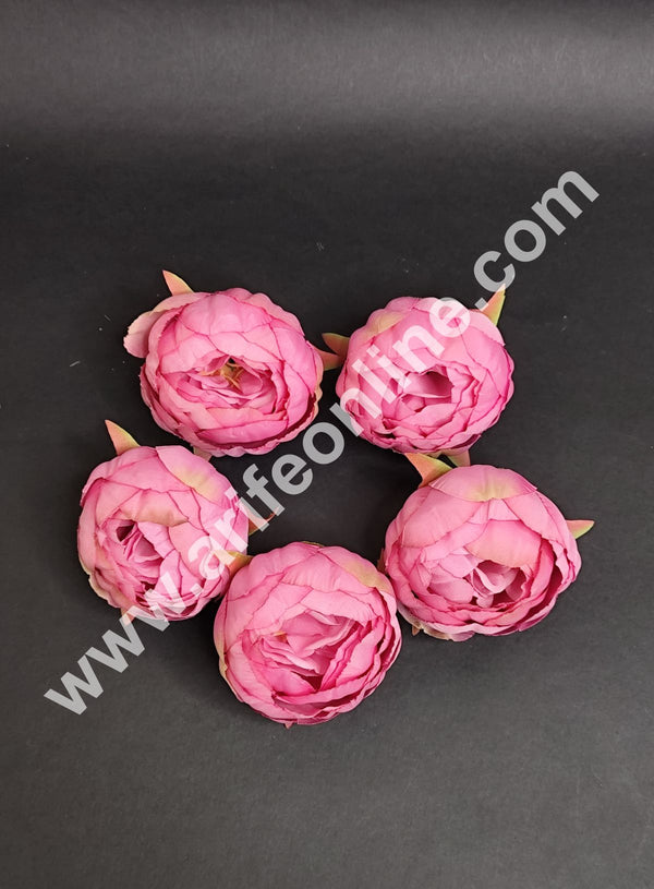 CAKE DECOR™ Large Pink Artificial Flower For Cake Decoration - Pink ( 5 pc pack )