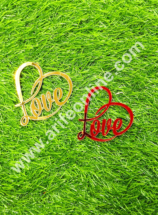 CAKE DECOR™ Red & Gold Acrylic Love Cutout Cake Topper - 2 pc Pack