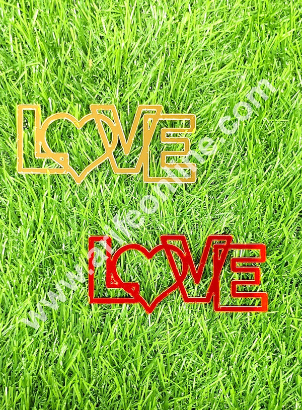 CAKE DECOR™ Red & Gold Acrylic Love with Heart Cutout Cake Topper - 2 pc Pack