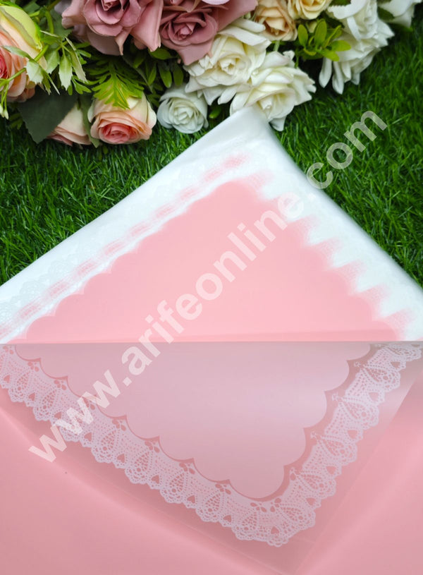 CAKE DECOR™ Laced Korean Bouquet Wrapping Sheets (20 Sheets) | Premium Flower Wrapping Paper with Elegant Laced Border (Light Pink)