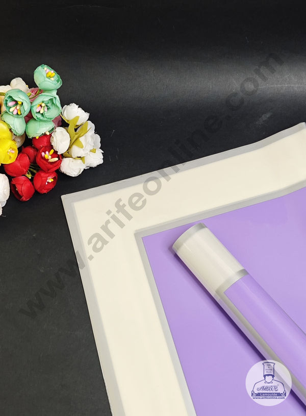 Opaque Border With Double Silver Edge Korean Wrapping Sheet | Premium Flower Wrapper (Purple)- CAKE DECOR™