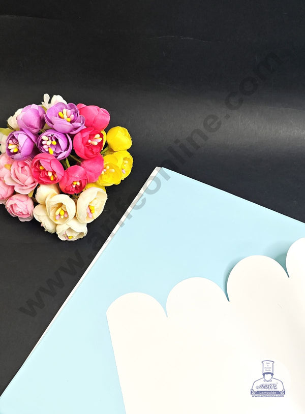 Unique Rose Petal Scallop Design  Korean Wrapping Sheet | Premium Flower Wrapper (Light Blue)- CAKE DECOR™