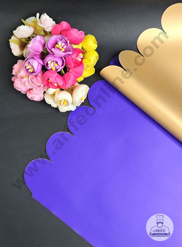 Unique Rose Petal Scallop Design  Korean Wrapping Sheet | Premium Flower Wrapper (Blue & Gold)- CAKE DECOR™