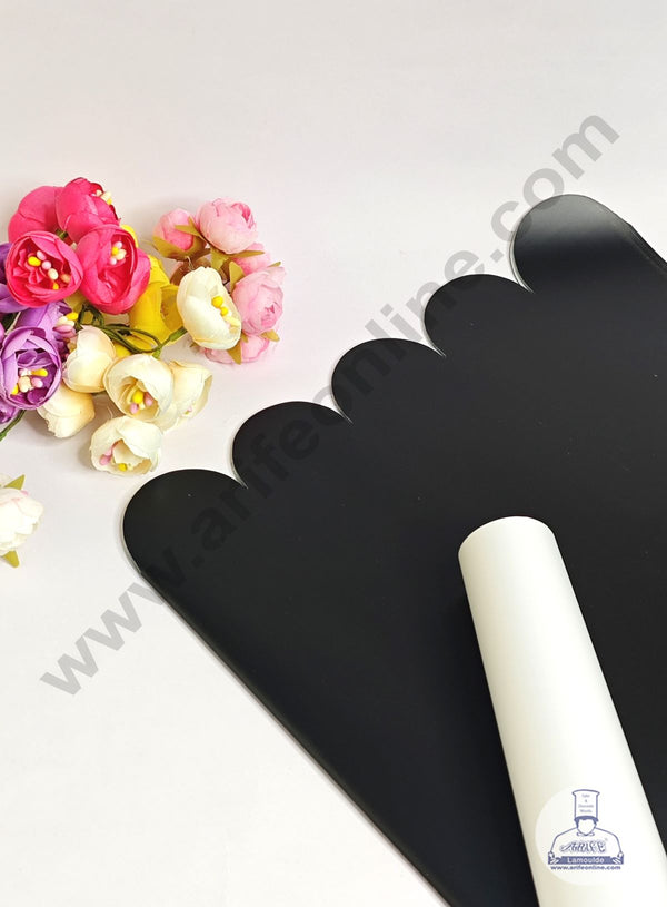 Unique Rose Petal Scallop Design  Korean Wrapping Sheet | Premium Flower Wrapper (Black & White )- CAKE DECOR™