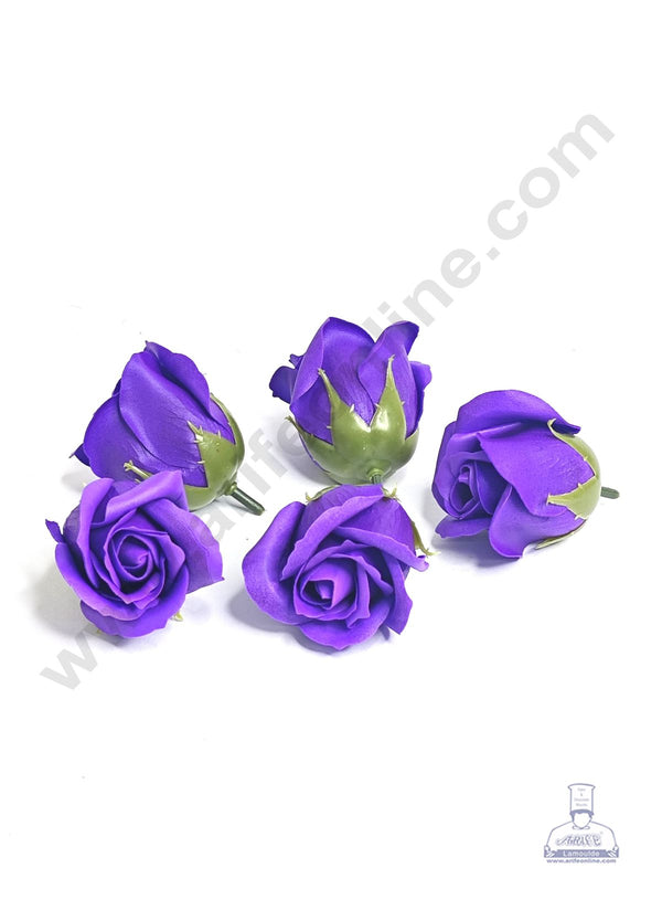 Scented Rose Artificial Flower For Cake Decoration – Violet ( 5 pc pack )- CAKE DECOR™