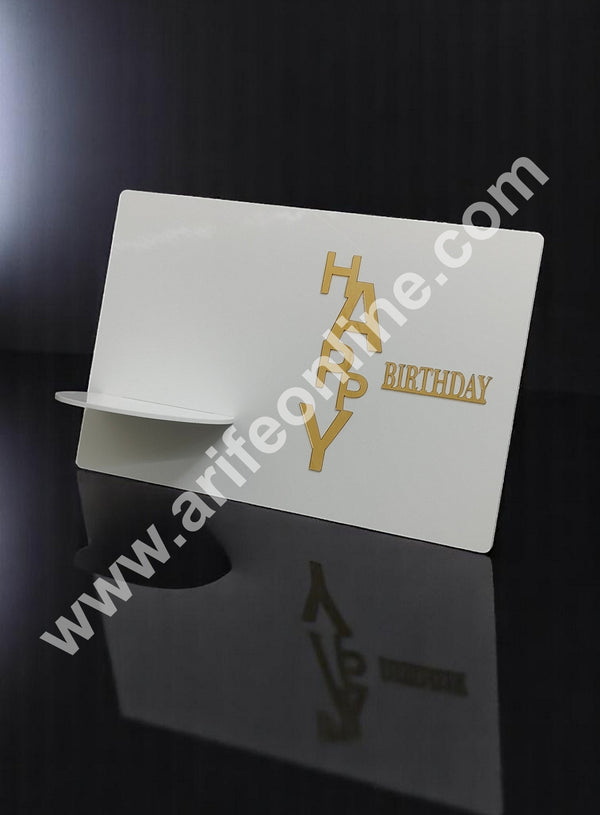 Happy Birthday Acrylic Cake Frame Vertical Design | White Detachable Cake Display Stand| Elegant Cake Presentation Board - CAKE DECOR™