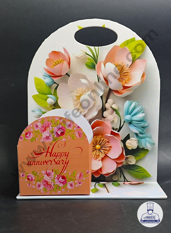 Happy Anniversary  Floral Foldable Cake and Flower Hamper (Design-03) - CAKE DECOR™