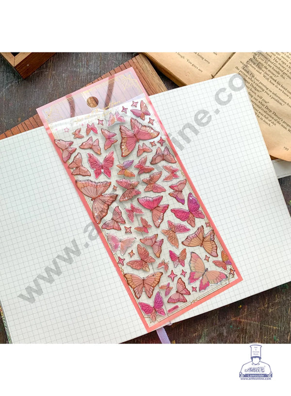 Cake Decor™  3D Peach  Holographic Glitter Butterflies Stickers for Kids Crafts- 1 pc