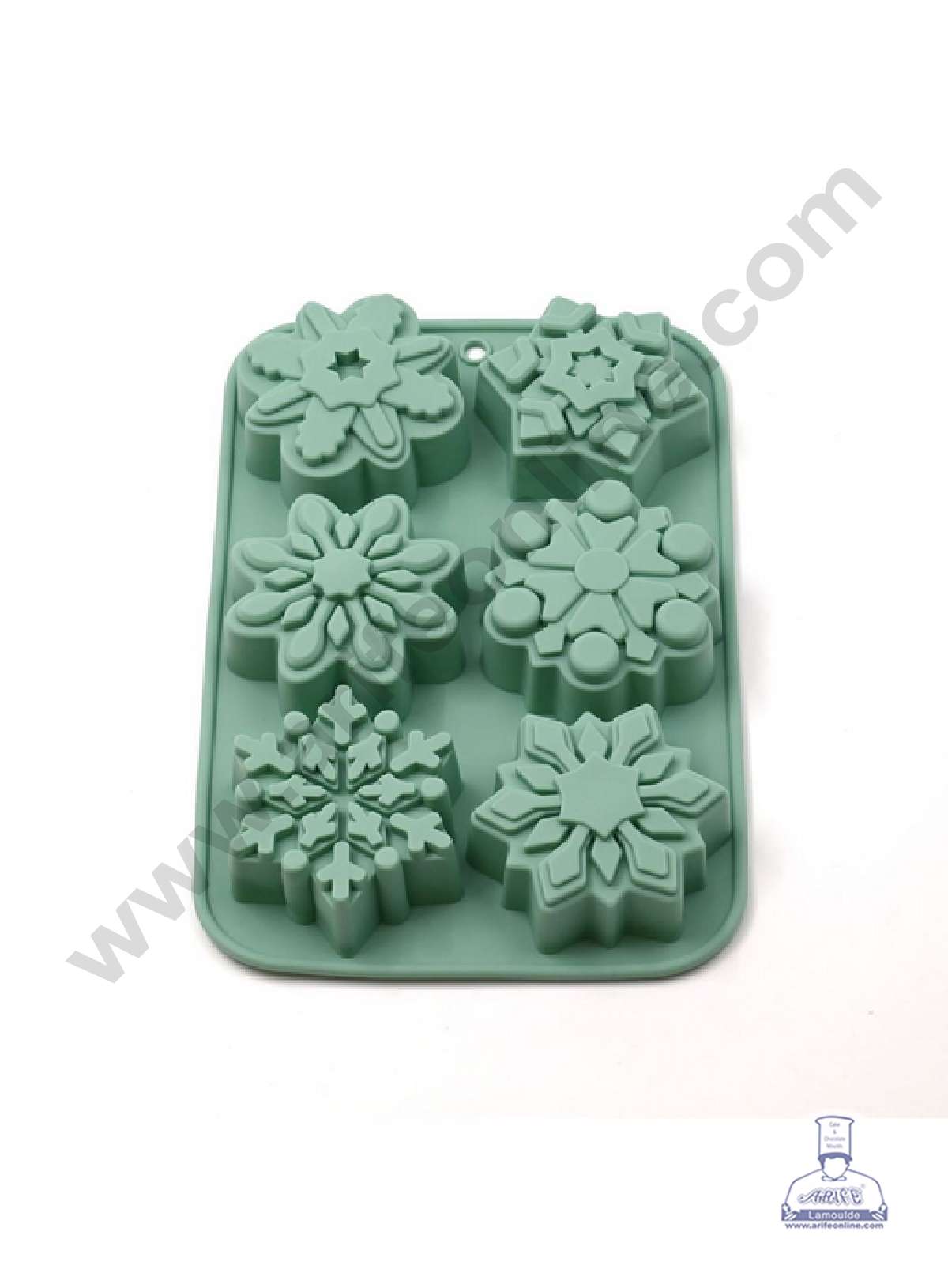 CAKE DECOR™ Silicon 6 Cavity Snowflake Silicon Muffin Mould Jelly Moul ...
