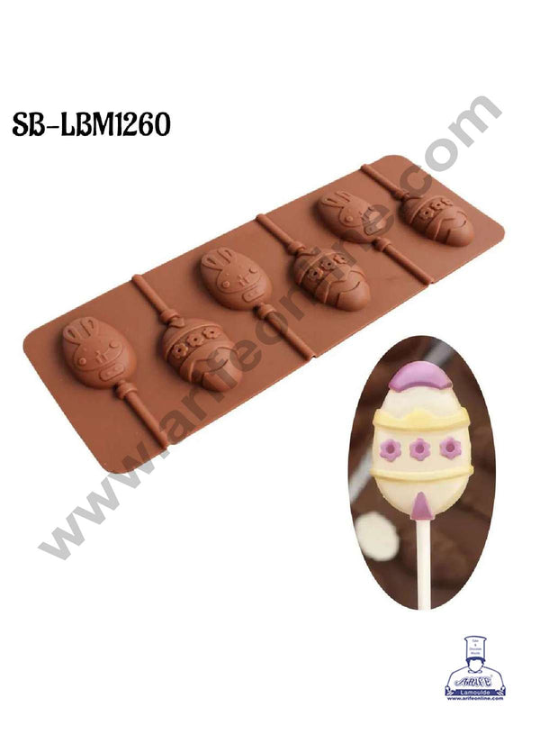 CAKE DECOR™ 6 Cavity Easter Egg Lollipop Shape Silicone Mould - SB-LBM1260