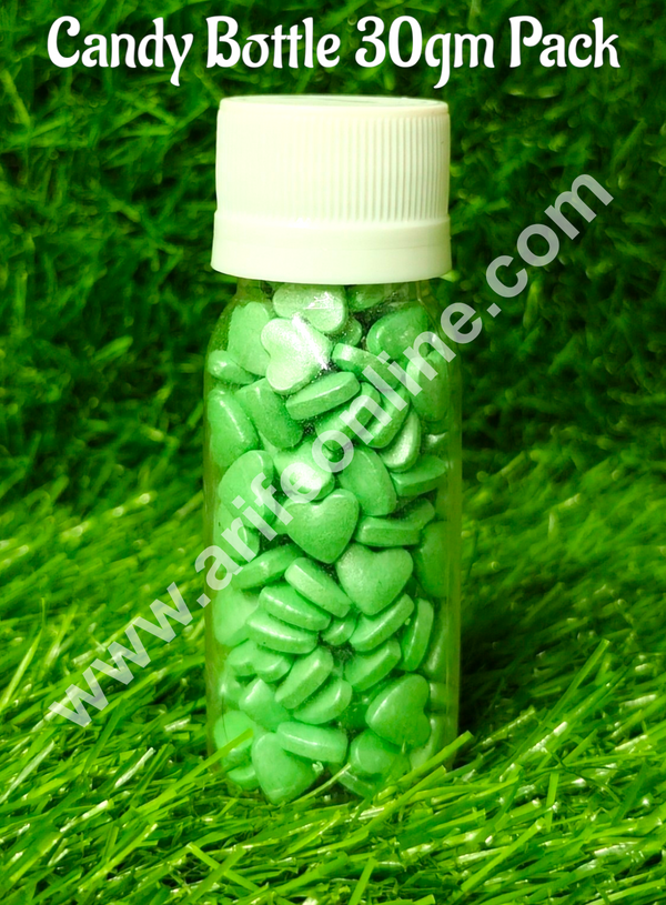 CAKE DECOR™ Sugar Candy - Light Green Color Heart Sprinkles and  Candy- 30 gm