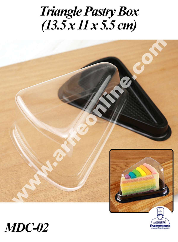 CAKE DECOR™ PVC Triangle Pastry box with Clear Lid | Slice Box | Dessert Package - (5 Pcs Pack)