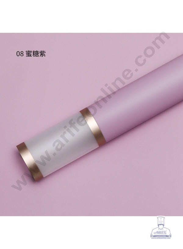 Opaque Border With Double Gold Edge Korean Wrapping Sheet | Premium Flower Wrapper (Purple)- CAKE DECOR™