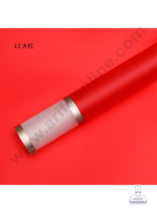 Opaque Border With Double Gold Edge Korean Wrapping Sheet | Premium Flower Wrapper (Red)- CAKE DECOR™