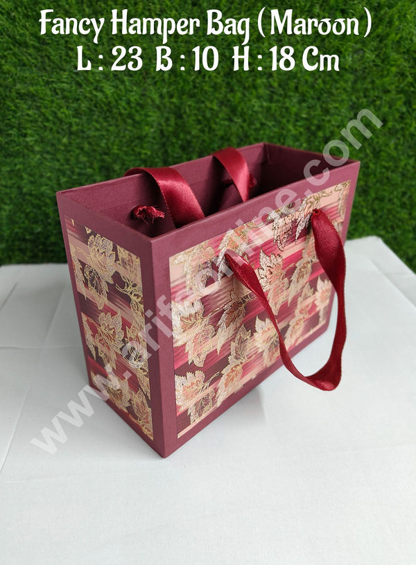 CAKE DECOR™ Maroon Fancy Hamper Bag For for Birthday, Wedding, Celebrations, Party, Christmas Gifts (1 Pc Pack)