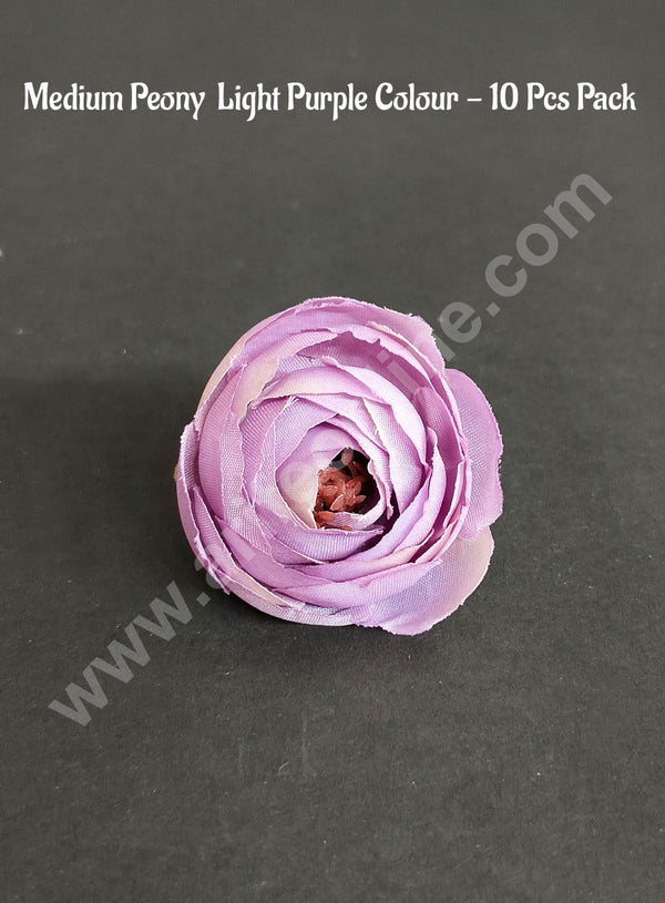 CAKE DECOR™ Medium Peony Artificial Flower For Cake Decoration – Light Purple Colour  ( 10 Pcs Pack )
