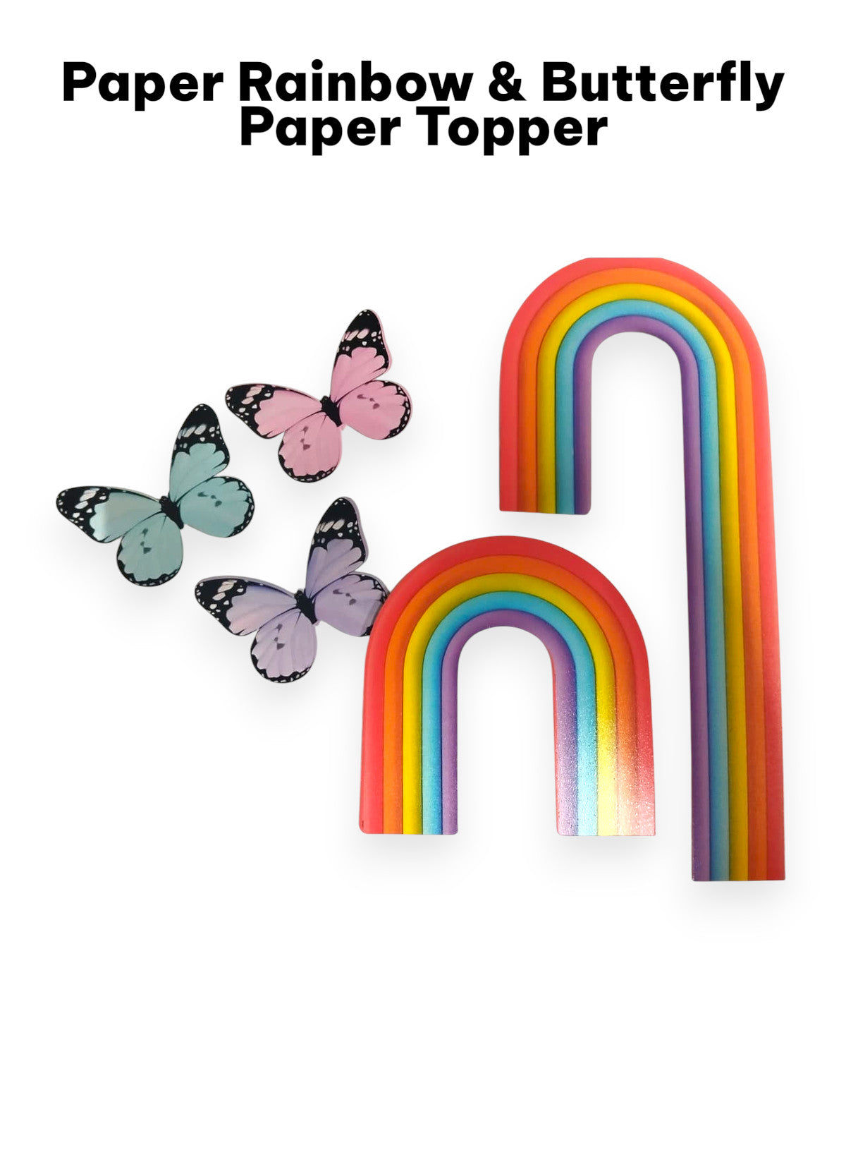 Home Multi Color Bright Paper Rainbow And Butterfly Toppers For Cake ...