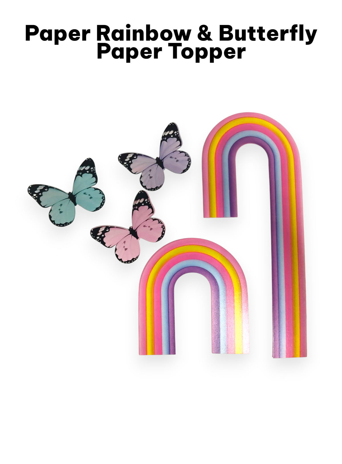 Home Multi Color Bright Paper Rainbow And Butterfly Toppers For Cake ...