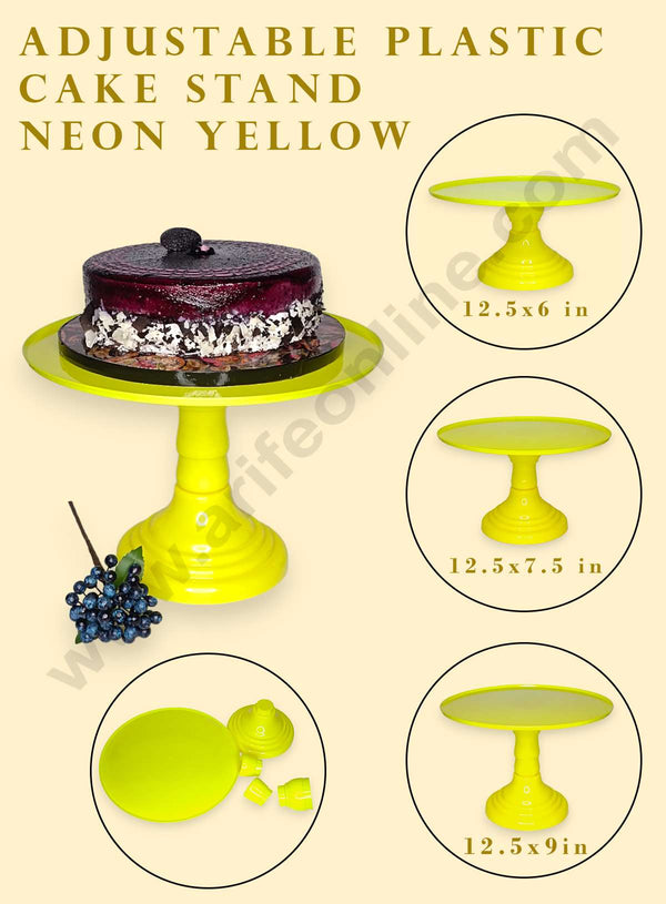 CAKE DECOR™ Adjustable Plastic Cake Stand | Cupcake Stand | Display Stand - Neon Yellow