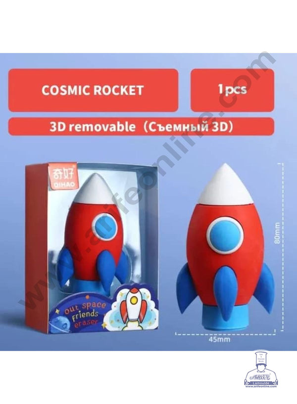 Mini Rocket Rubber Cake Topper – Space-Themed Rubber Eraser (1 Pc) | CAKE DECOR™