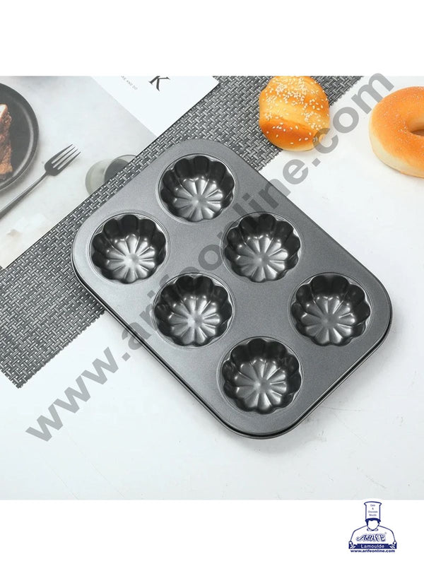 Cake Decor™ Non-Stick Flower Muffin Pan – 6-Cavity Premium Bakeware
