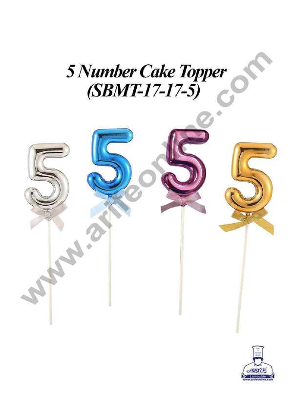 CAKE DECOR™ Plastic Balloon Style 5 Number Cake Topper - 1 Piece