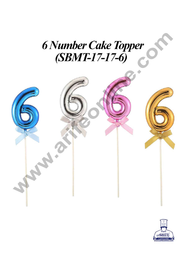 CAKE DECOR™ Plastic Balloon Style 6 Number Cake Topper - 1 Piece