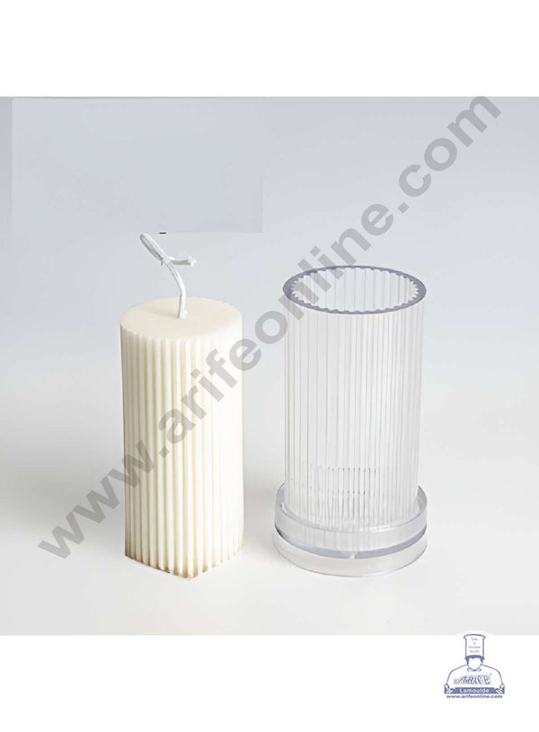 CAKE DECOR™ 3D Acrylic 1 Cavity Thin Stripe Cylindrical Shape Acrylic Candle Moulds SBACM-P17