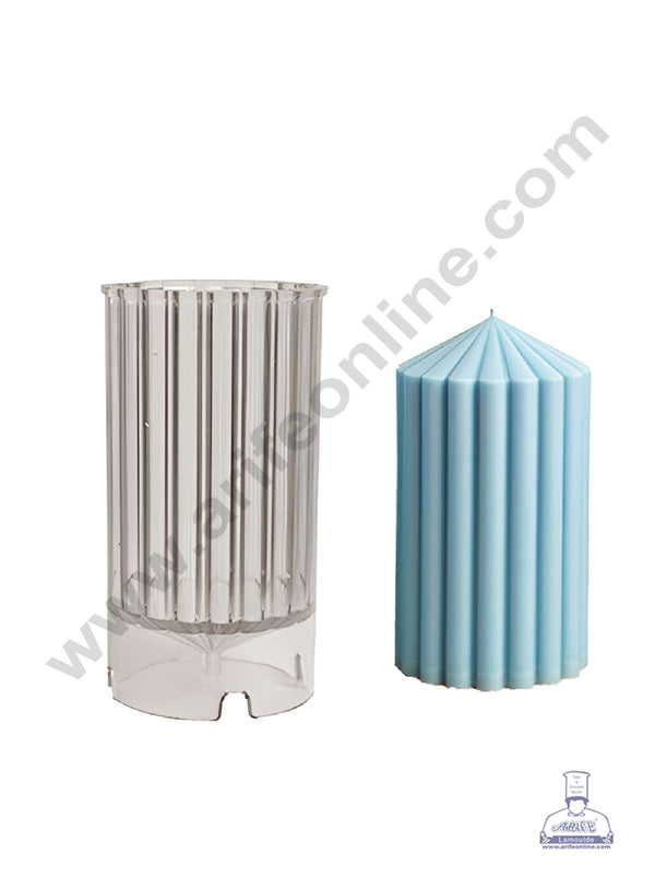 CAKE DECOR™ 3D Acrylic 1 Cavity Bold Stripe Cylindrical with Tip Shape Acrylic Candle Moulds SBACM-P20