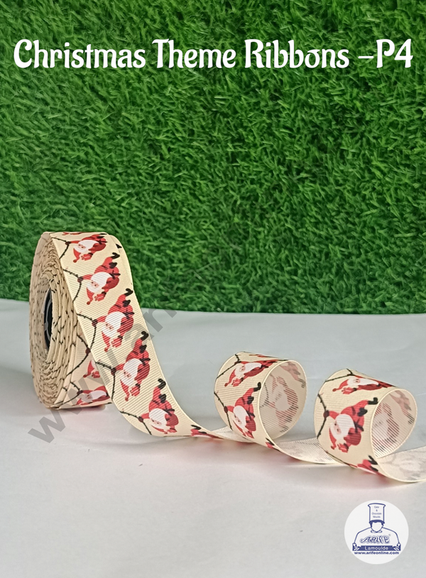 CAKE DECOR™ 1 Roll Christmas Theme Ribbons | Gift Wrapping | Hamper Decoration (SBR-CH-P4)