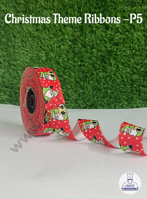 CAKE DECOR™ 1 Roll Christmas Theme Ribbons | Gift Wrapping | Hamper Decoration (SBR-CH-P5)