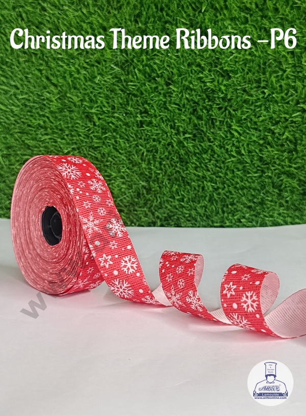 CAKE DECOR™ 1 Roll Christmas Theme Ribbons | Gift Wrapping | Hamper Decoration (SBR-CH-P6)