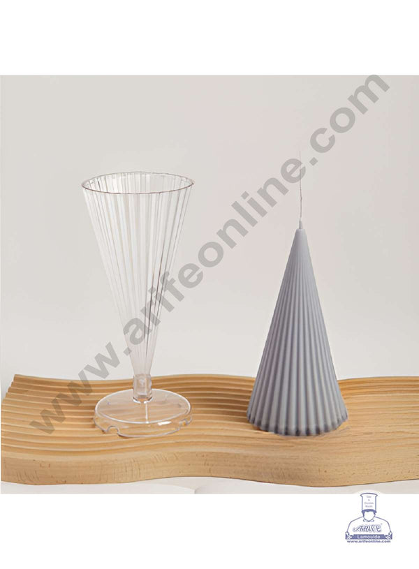 CAKE DECOR™ 3D Acrylic 1 Cavity Striped Cone Shape Acrylic Candle Moulds SBACM-P7