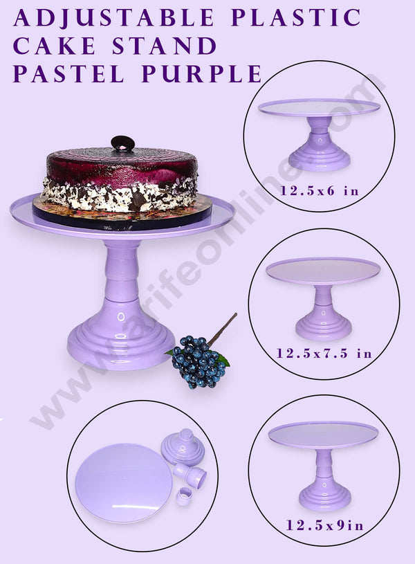 CAKE DECOR™ Adjustable Plastic Cake Stand | Cupcake Stand | Display Stand - Pastel Purple