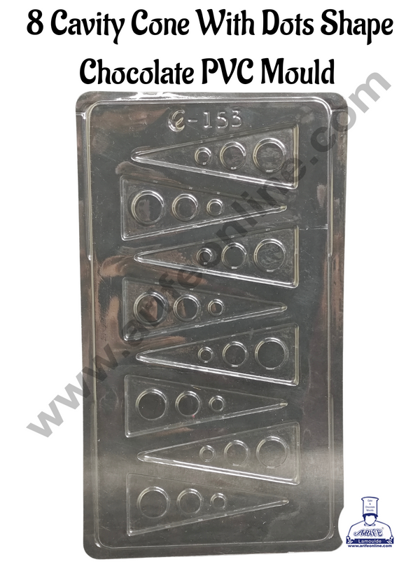 8 Cavity Cone With Dots Shape Mould | PVC Chocolate mould (1 pcs pack) - E-153- CAKE DECOR™