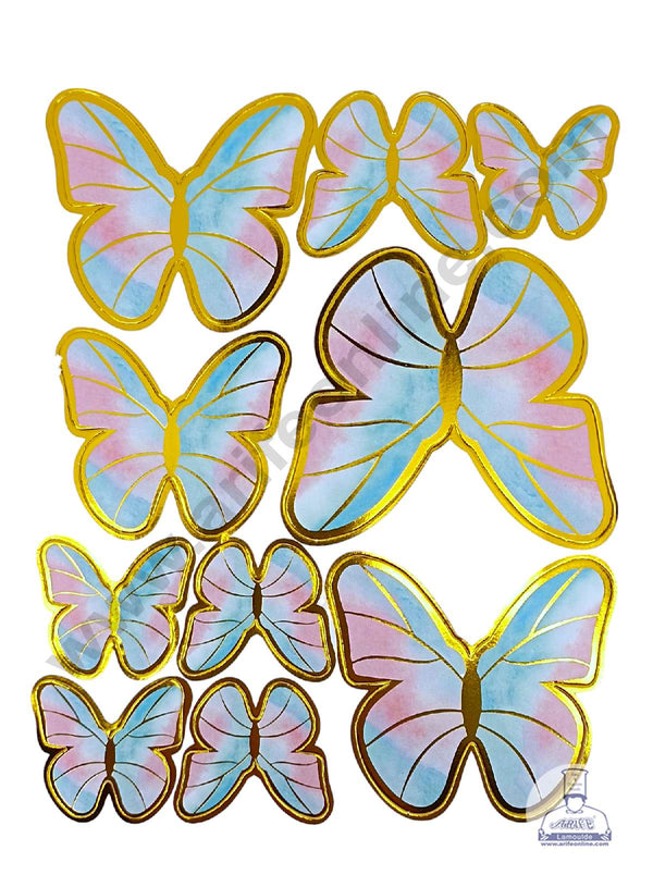 CAKE DECOR™ 10 pcs Pink, White & Blue Butterfly Paper Topper For Cake And Cupcake ( SBMT-PT-1001-PWB )