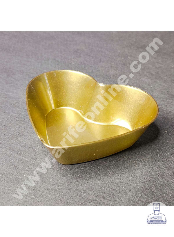 CAKE DECOR™ Mini Dark Gold Heart Shape Plastic Bowl | Dip Bowl - 10 pcs Pack