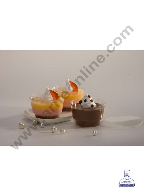 CAKE DECOR™ Vaathi Style Transparent Acrylic Mousse Cup With Lid | Pudding Cup | Parfait Cup (10 Pcs Pack)