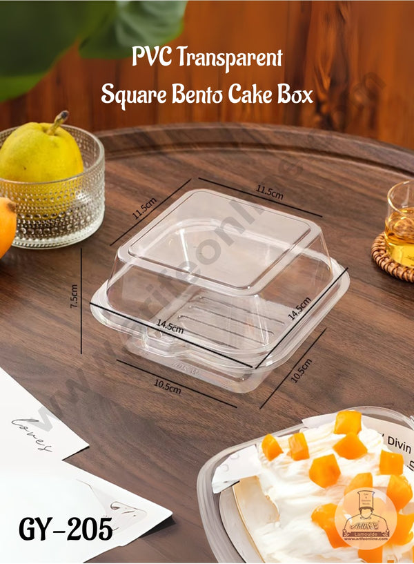 CAKE DECOR™ PVC Transparent Square Bento Box | Cupcake Box | Muffin Box | Dessert Package - (5 Pcs Pack) CAKE DECOR™