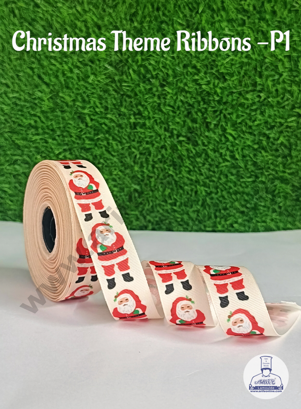 CAKE DECOR™ 1 Roll Christmas Theme Ribbons | Gift Wrapping | Hamper Decoration (SBR-CH-P1)