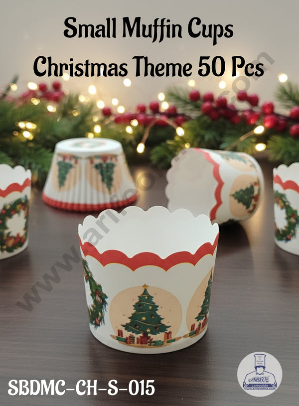 CAKE DECOR™ Deep Muffin Cup Christmas Theme | Muffin Cupcake Liners (50Pcs Pack) Design-15