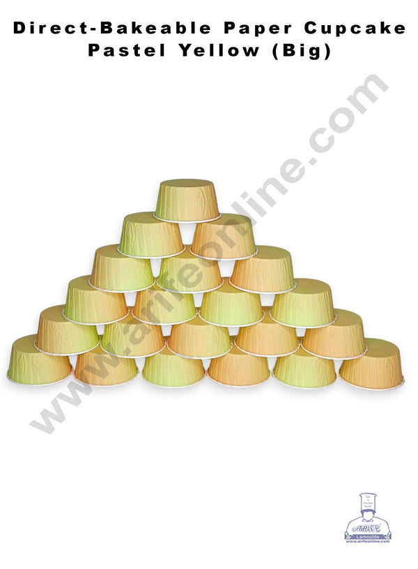 CAKE DECOR™ Pastel Yellow Gradient Direct Bake-able Paper Muffin Cups - Big (50 Pcs)