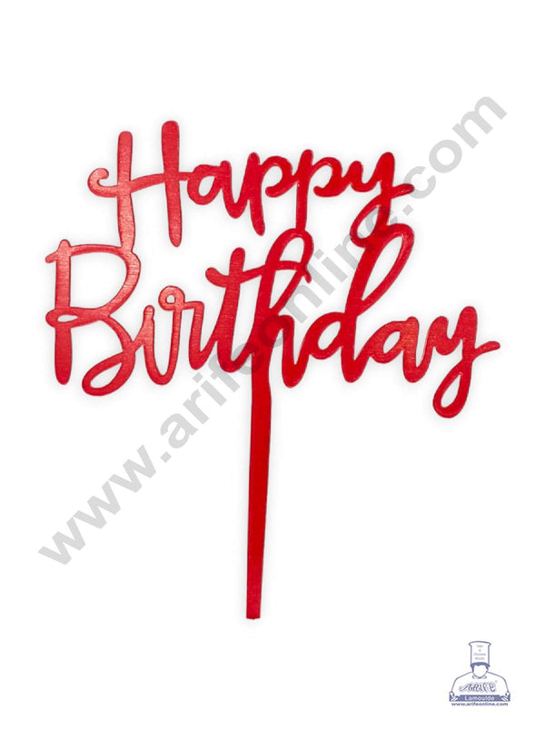 CAKE DECOR™ Red Acrylic Happy Birthday Cake Topper SBMT-N-013