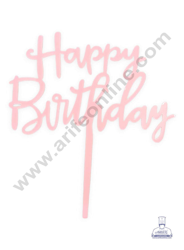 CAKE DECOR™ Pink Acrylic Happy Birthday Cake Topper SBMT-N-014