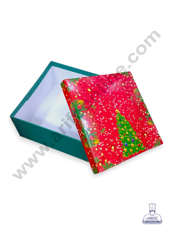 CAKE DECOR™ Top Bottom Christmas Design Hard Gift Box | Hamper Box | Present Box (8 in x 3.7 in)